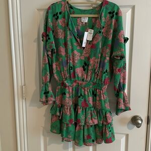 NWT Misa Los Angeles green floral dress. Size SM
